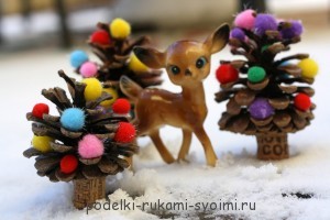 осенние детские поделки из шишек