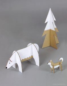 cardboard-animals-polar-bear-husky