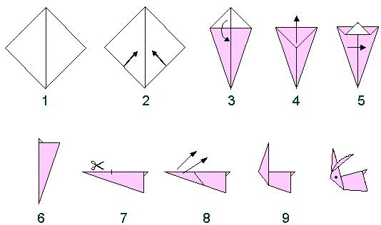 заяц оригами схема