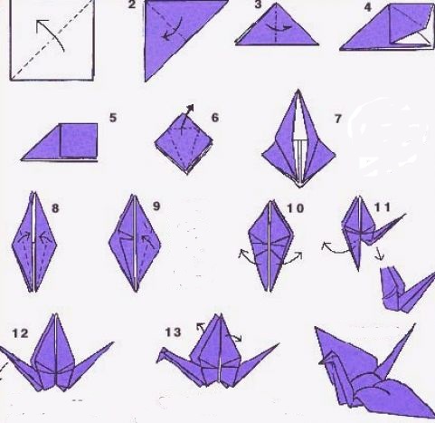 птица оригами схема